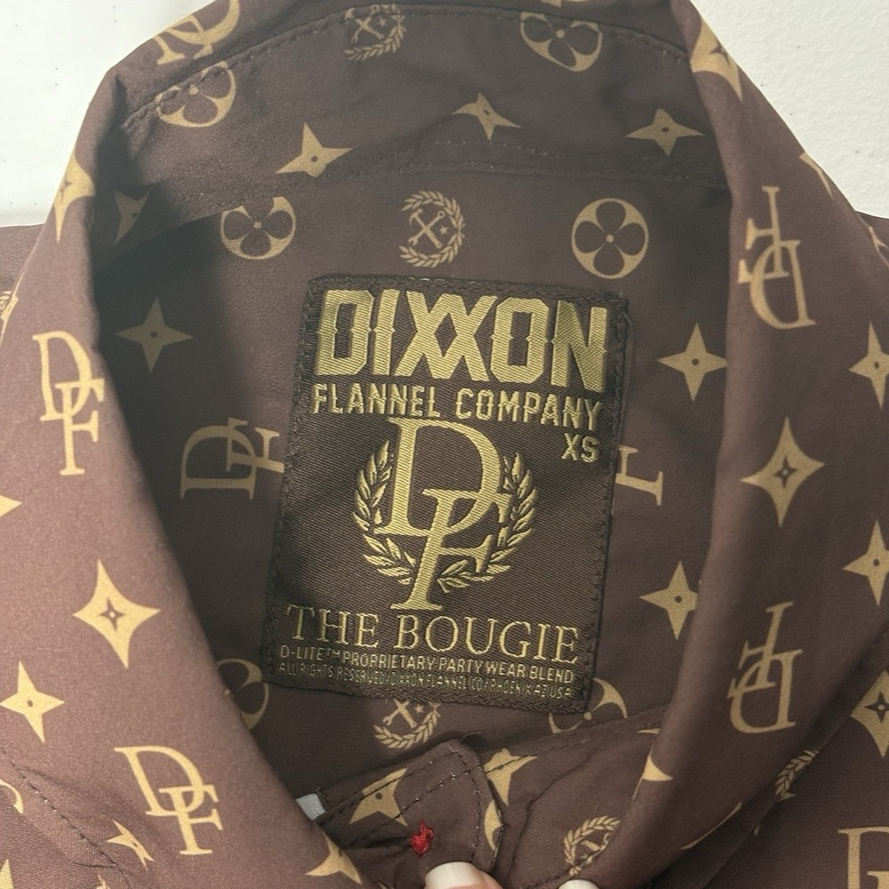 Dixxon Flannel Company The Bougie Mens XS Brown Gold AOP Performance Button Down - Picture 5 of 12